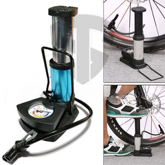 High Pressure Heavy-Duty Foot Air Pump with Pressure Gauge for Bicycle, Ball, Scooter & Inflatable Toys