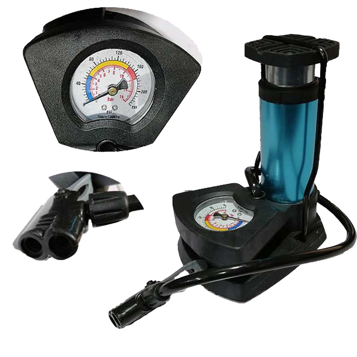 High Pressure Heavy-Duty Foot Air Pump with Pressure Gauge for Bicycle, Ball, Scooter & Inflatable Toys
