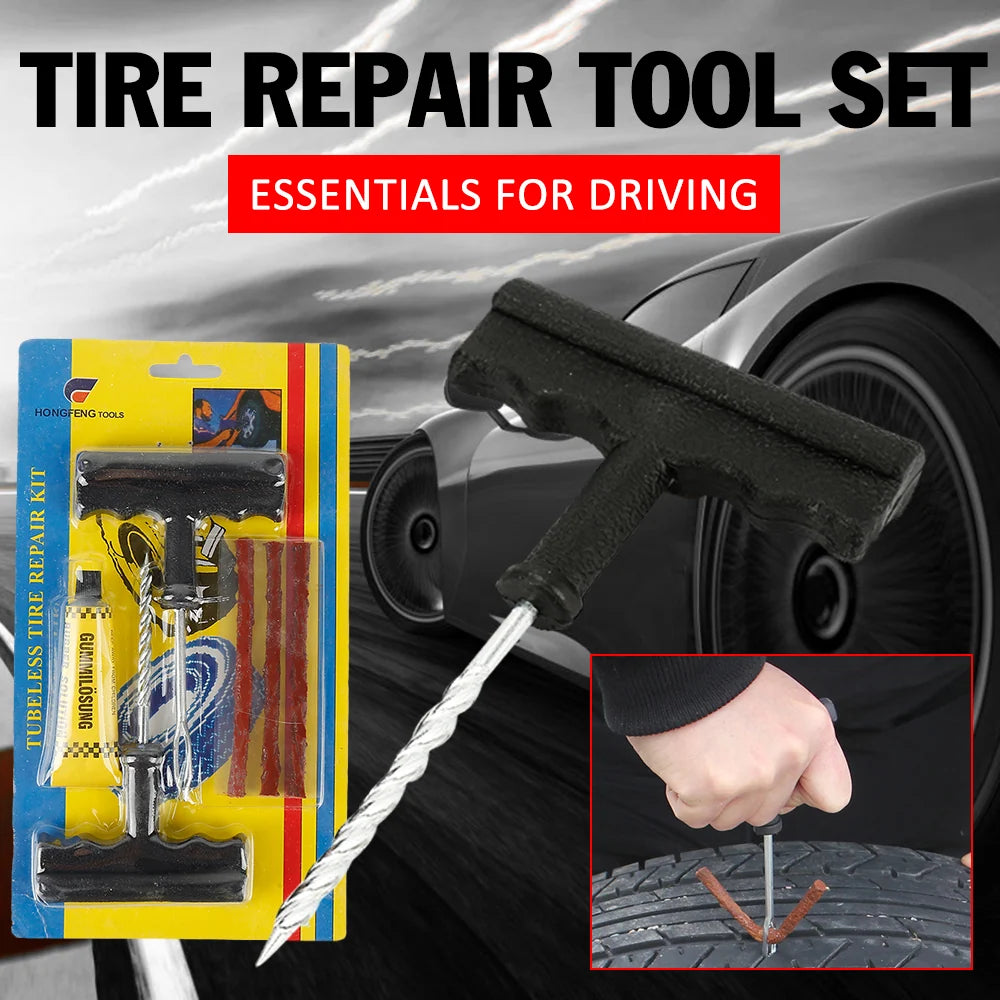 Tubeless Tire Repair Kit Car Motorcycle Bike Puncture Repair Tool Set
