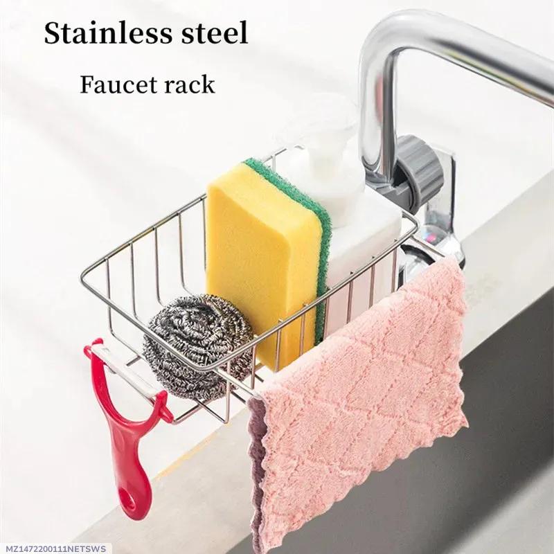 Stainless Steel Faucet Sponge Holder, Suitable for Kitchen Sink